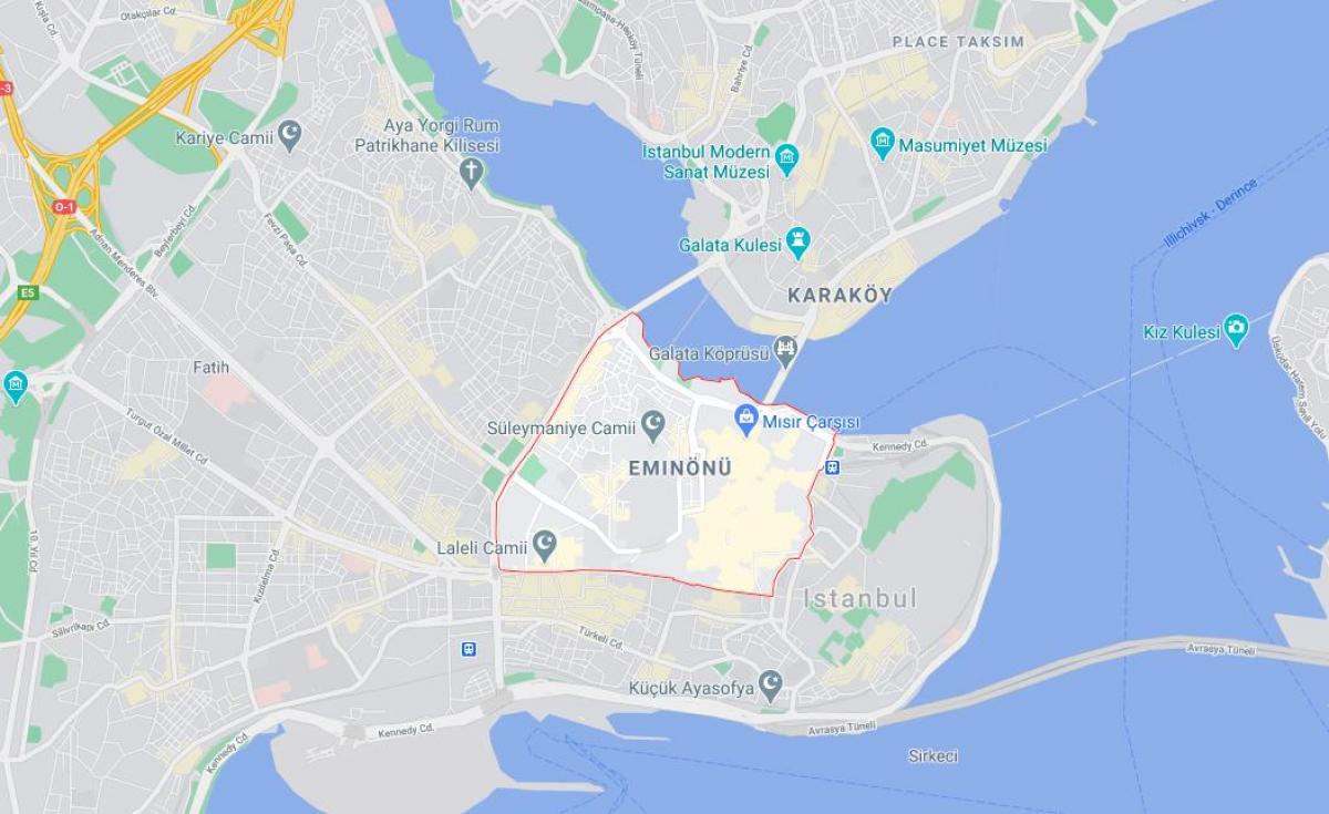 خريطة أمينونو في اسطنبول