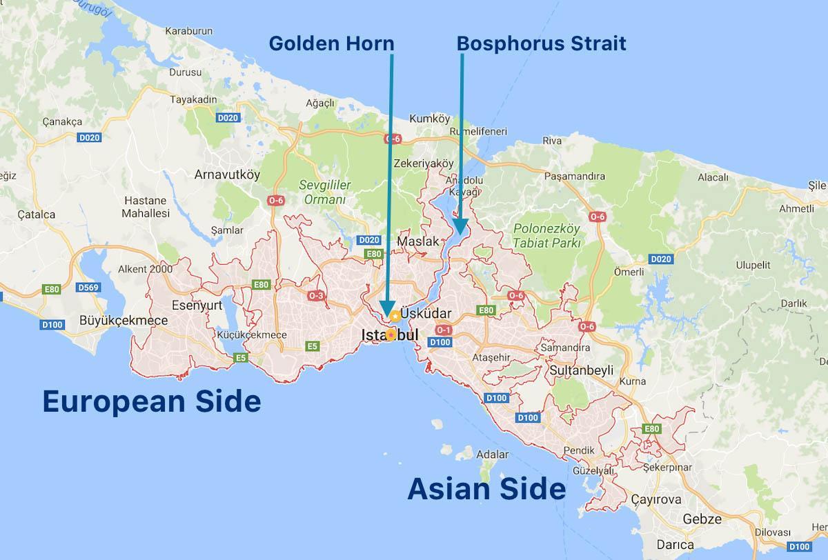 اسطنبول الجانب الأوروبي خريطة