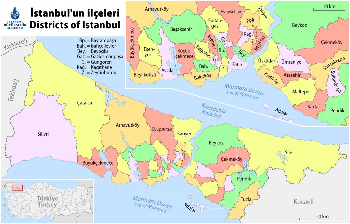 اسطنبول الأحياء خريطة