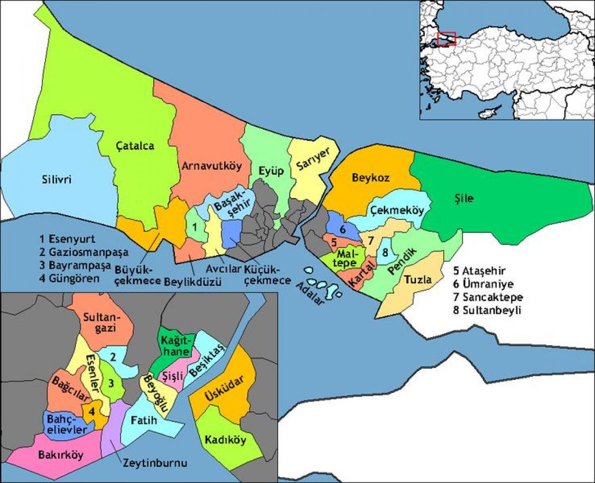 اسطنبول مناطق خريطة