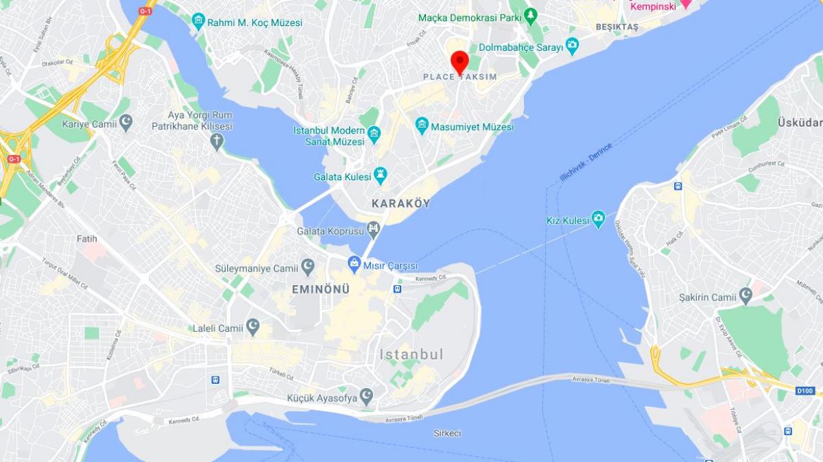 خريطة ساحة تقسيم في اسطنبول